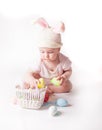 Baby girl in a rabbit hat Royalty Free Stock Photo