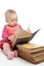 Baby girl reading book Royalty Free Stock Photo