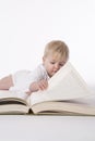 Baby Girl Reading Large Book Royalty Free Stock Photo