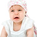Baby girl with sad face expression. Royalty Free Stock Photo