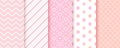 Baby girl seamless patterns. Baby shower pastel backgrounds. Vector illustration Royalty Free Stock Photo