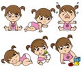 Baby girl set in different poses Royalty Free Stock Photo