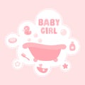 Baby girl - pink shower symbols Royalty Free Stock Photo