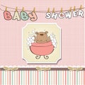 Baby girl shower card with little teddy bear Royalty Free Stock Photo