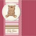 Baby girl shower card with little teddy bear Royalty Free Stock Photo