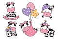 Cute Baby Cow Baby Girl Shower Vector Illustration Royalty Free Stock Photo