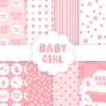 Baby girl shower pattern - pink symbols Royalty Free Stock Photo