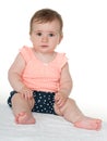 Baby girl sits on the white towel Royalty Free Stock Photo