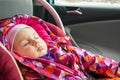 Baby girl sleeping in car Royalty Free Stock Photo