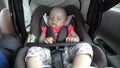 Baby Girl Sleeping in Child Car Seat. Royalty Free Stock Photo