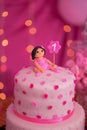 Baby girl 1st birthday cake design Royalty Free Stock Photo