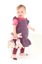 Baby girl standing on crib Royalty Free Stock Photo