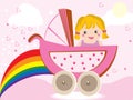 Baby girl in stroller