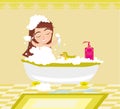 Baby girl taking bath and playing Royalty Free Stock Photo