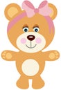 Baby girl teddy bear with a pink bow on head Royalty Free Stock Photo