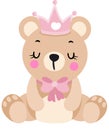 Baby girl teddy bear sitting with crown