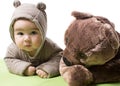 Baby girl with toy bear isolated Royalty Free Stock Photo