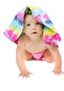 Baby girl under cloth diaper