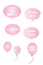 Baby girl vector set - pink bubbles and balloons