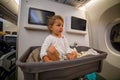 Baby girl wake up afret sleeping In Bassinet On Airplane