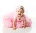 Baby girl wearing pettiskirt tutu and pearls Royalty Free Stock Photo