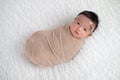 Baby Girl Wrapped in a Beige Swaddle