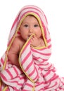 Baby girl wrapped in pink towel Royalty Free Stock Photo