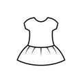 Baby girls dress outline vector icon. EPS 10...... Short sleeve. Kids Fashion... Knit dress symbol. Newborn wear sign.