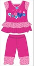 baby girls frocks with leggings flower bow print vector & art Royalty Free Stock Photo