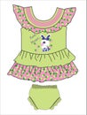 baby girls frocks with pants cheery with bunny vector & art