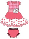 baby girls frocks with pants rose flower print vector & art Royalty Free Stock Photo