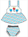 baby girls frocks with panty apple print vector & art Royalty Free Stock Photo