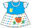 baby girls frocks teddy face print vector & art