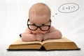 Baby in glasses counting in mind Royalty Free Stock Photo