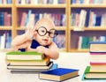 Baby in Glasses Read Books, Smart Kid Education Development