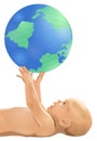 Baby with globe Royalty Free Stock Photo