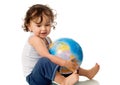 Baby with globe.