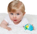 Baby with globe.