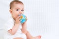 Baby and globe. Isolated on white background