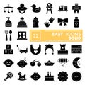 Baby glyph icon set, toy symbols collection, vector sketches, logo illustrations, children signs solid pictograms Royalty Free Stock Photo