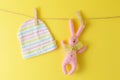 Baby goods hanging on the clothesline Royalty Free Stock Photo