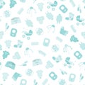 Baby goods. Pattern of baby goods icons. Children flat icons. Royalty Free Stock Photo