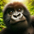 Baby gorilla peers into viewpoint, in unique portrait