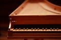 Baby grand piano, piano keys, golden piano keys on an old baroque clavichord Royalty Free Stock Photo