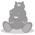 A baby grey hippopotamus smiling and sitting down to be photographed Royalty Free Stock Photo