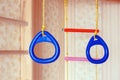 Baby gymnastic rings. Children`s sports complex Royalty Free Stock Photo