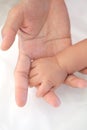 Baby hand is hold