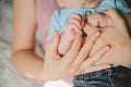 Baby hand holding mother Royalty Free Stock Photo