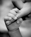 Baby hand holding mother's finger