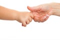 Baby hand holding mothers finger. Royalty Free Stock Photo
